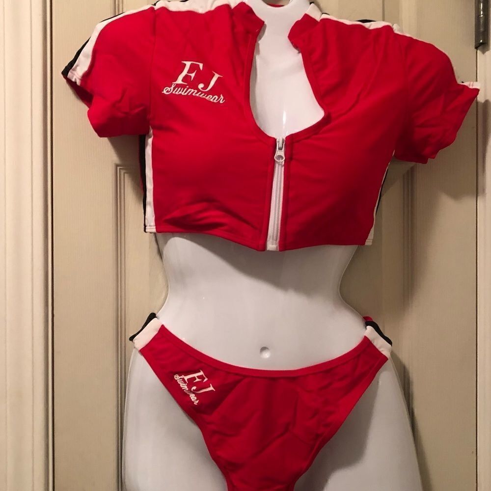 FJ swimsuit  plunging neck line with zipper front Brazilian bikini set - …